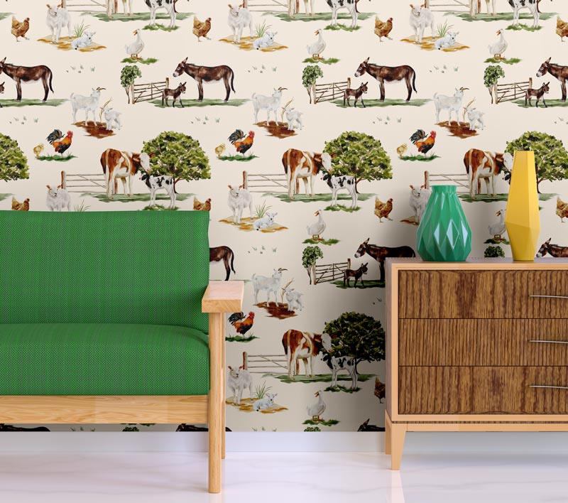 Farm Animals Peel and Stick Wallpaper