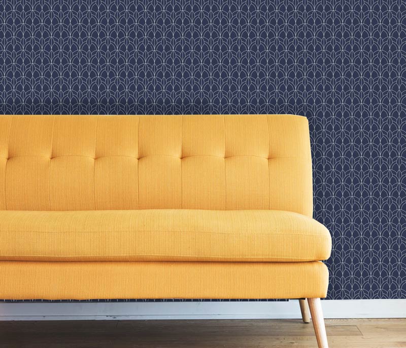Leaves and Arches Art Deco Peel and Stick Wallpaper