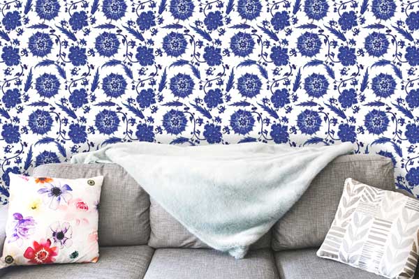 Vintage Blue Flowers Wallpaper