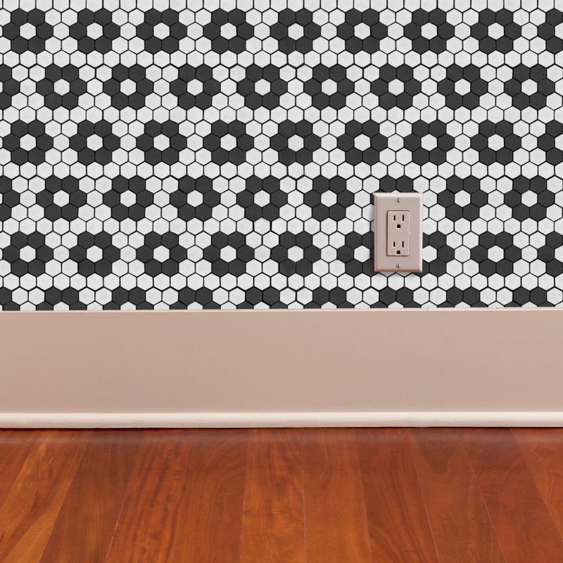 Black and White Double Hexagon Tile Peel and Stick Wallpaper