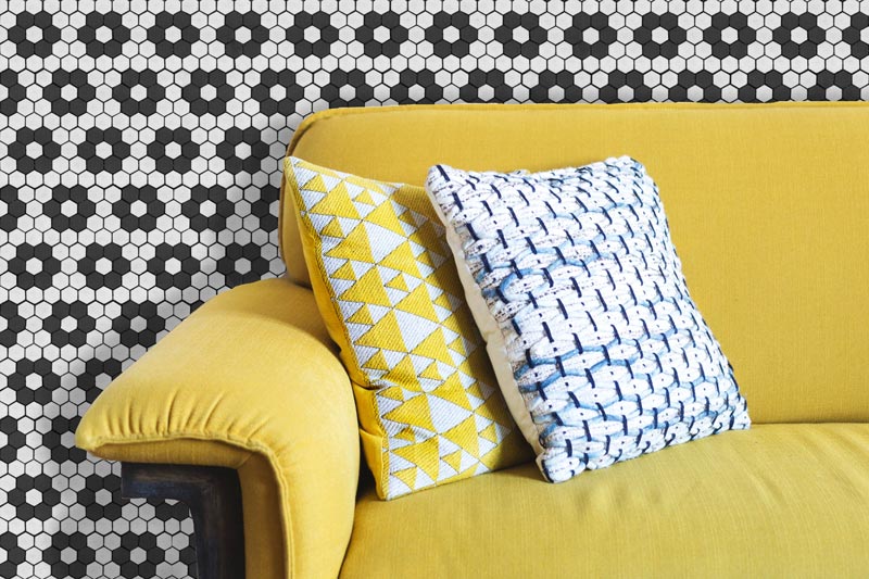 Black and White Double Hexagon Tile Peel and Stick Wallpaper