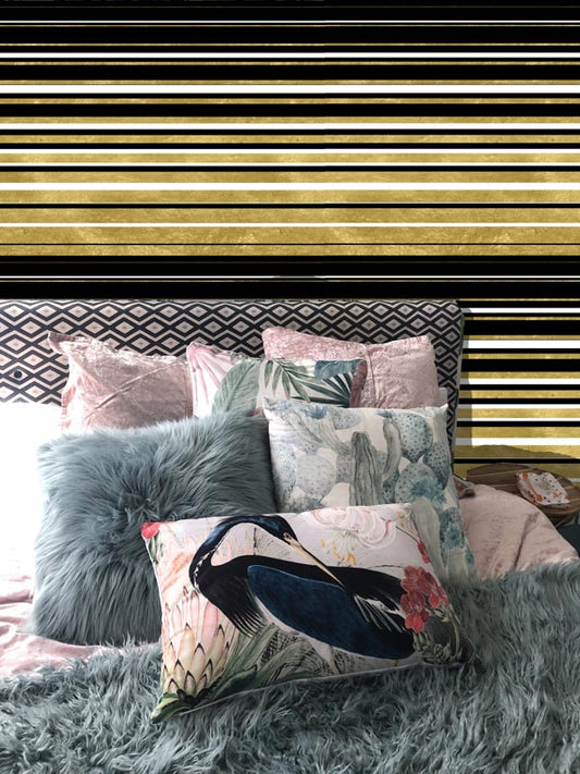 Black White and Gold Stipes Removable Wallpaper