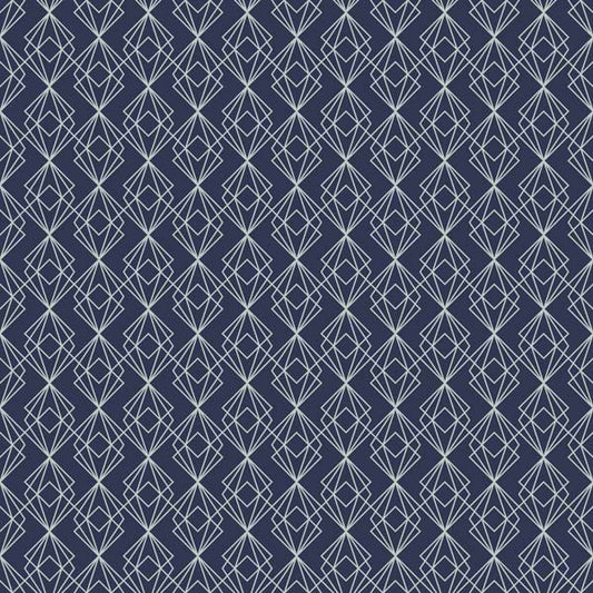 Dark Blue Multi Diamond Art Deco Peel and Stick Wallpaper