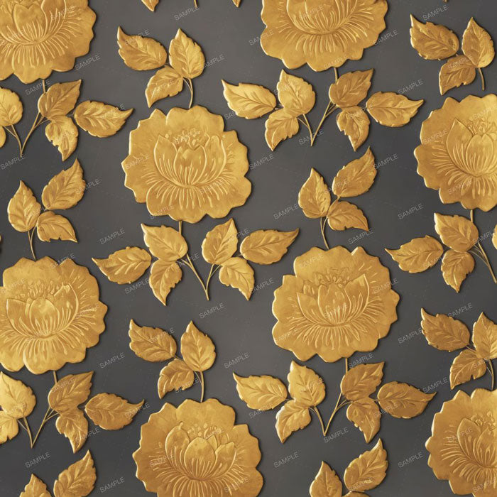Embossed Gold Flowers Wallpaper pattern