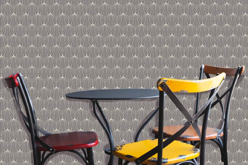 Falling Hexagons on Gray Art Deco Removable Wallpaper