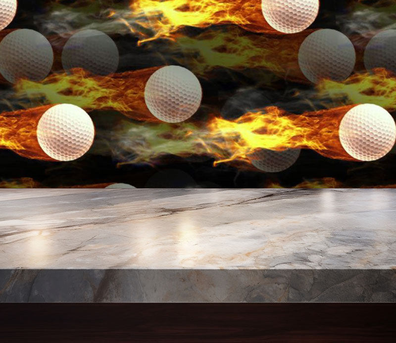 Flaming Golf Balls Peel and Stick Wallpaper