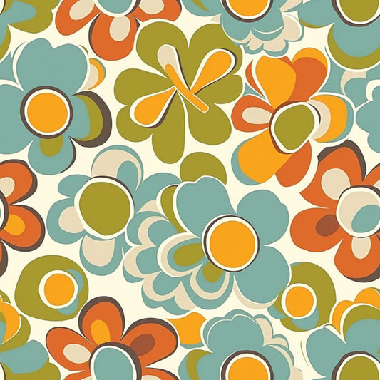 Funky Flowers Mid Century Modern Removable Wallpaper