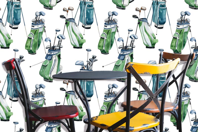 Golf Clubs Peel and Stick Wallpaper