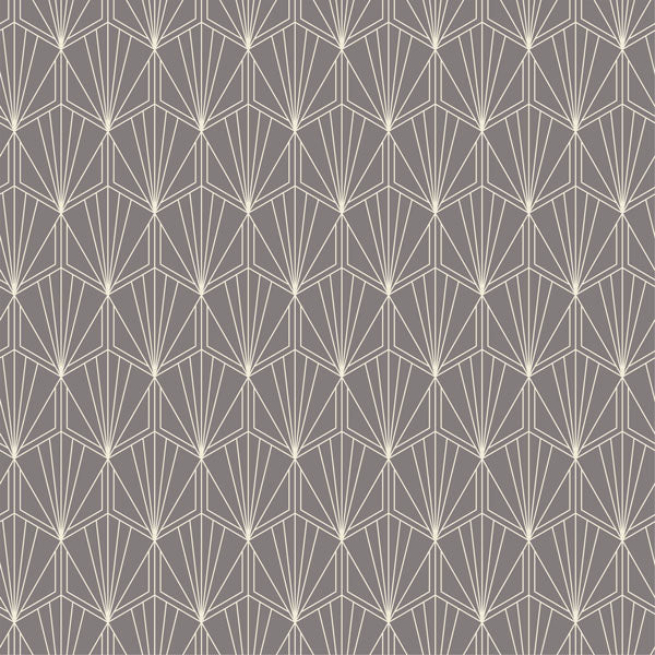 Gray Hexagons with Fans Art Deco Peel and Stick Wallpaper