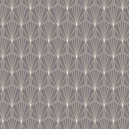 Gray Hexagons with Fans Art Deco Peel and Stick Wallpaper