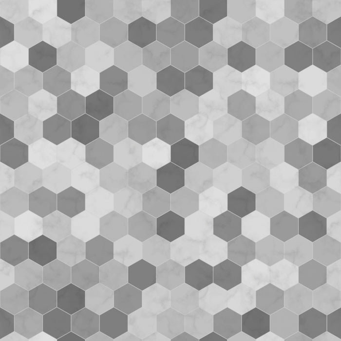 Gray and White Hexagon Tiles Removable Wallpaper