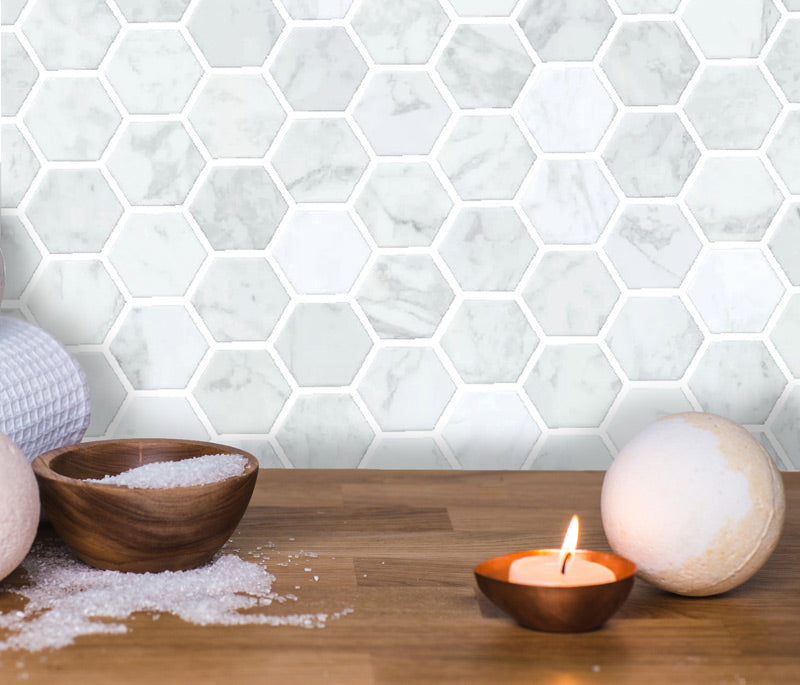 Hex Marble Tile Peel and Stick Wallpaper
