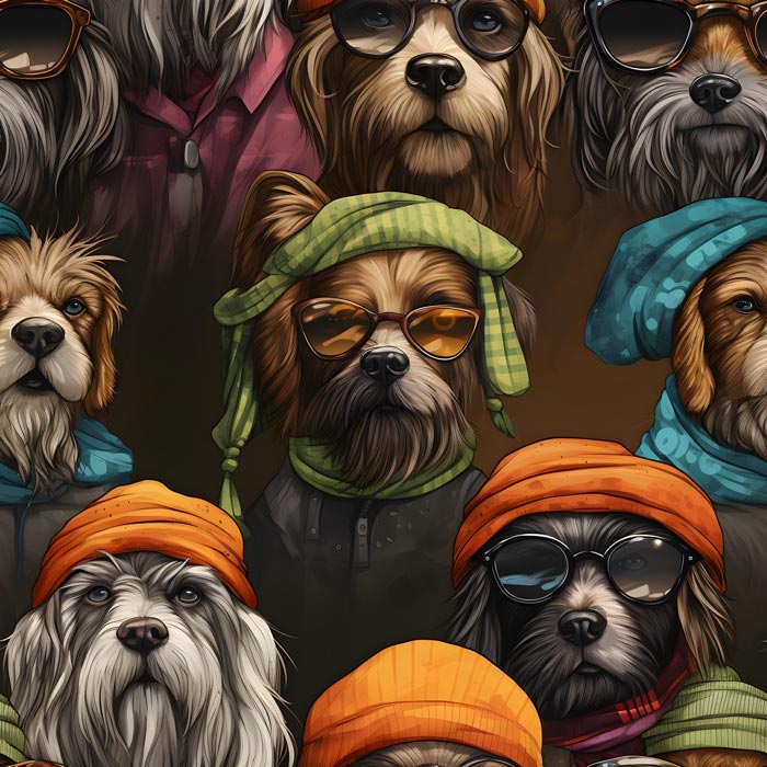 Hipster Dogs Peel and Stick Wallpaper