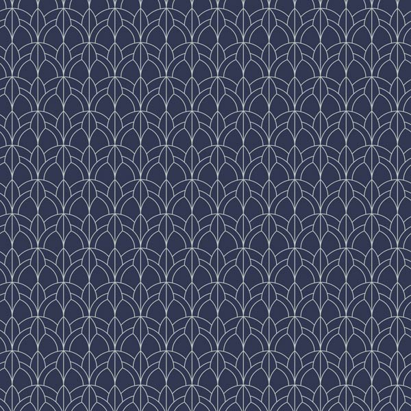 Leaves and Arches Art Deco Peel and Stick Wallpaper