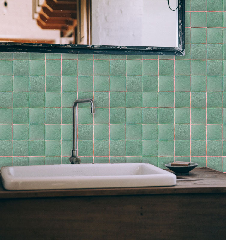 Light Green Tile Removable Wallpaper