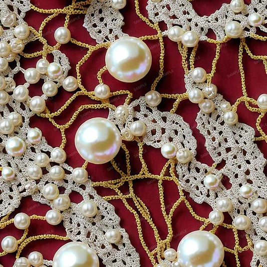 Pearls , gold chain, and lace removable wallpaper pattern