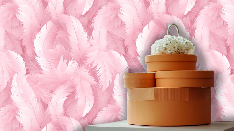 Pink Feathers Removable Wallpaper