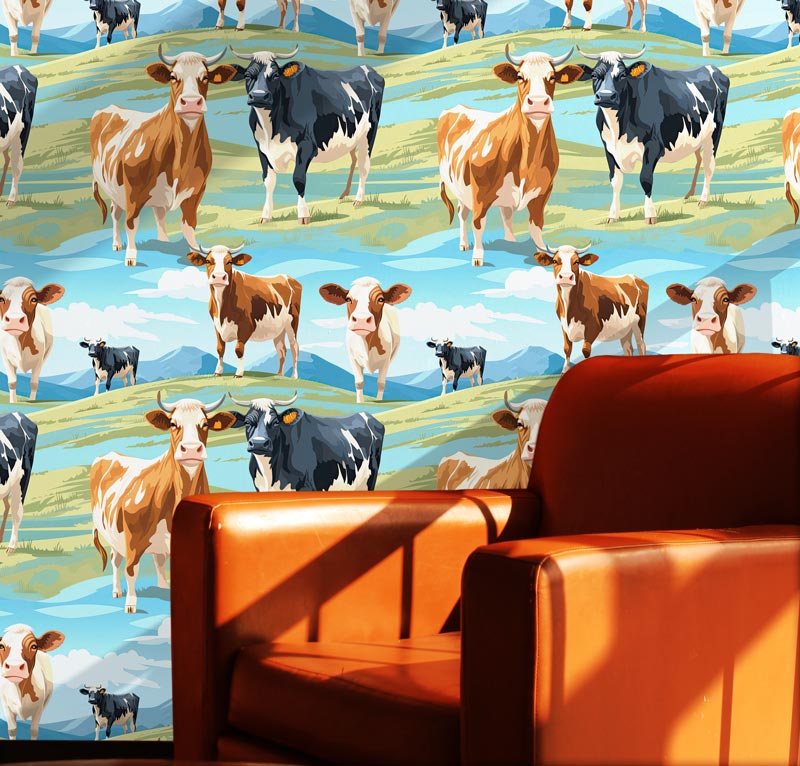 Red and Black Holstein Peel and Stick Wallpaper