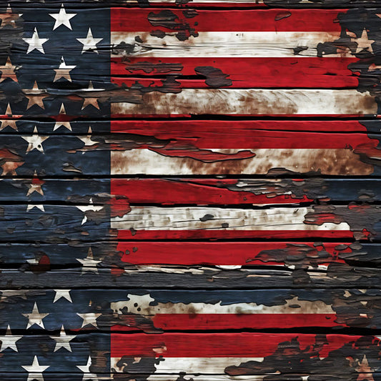 Tattered US Flag on Wood Removable Wallpaper