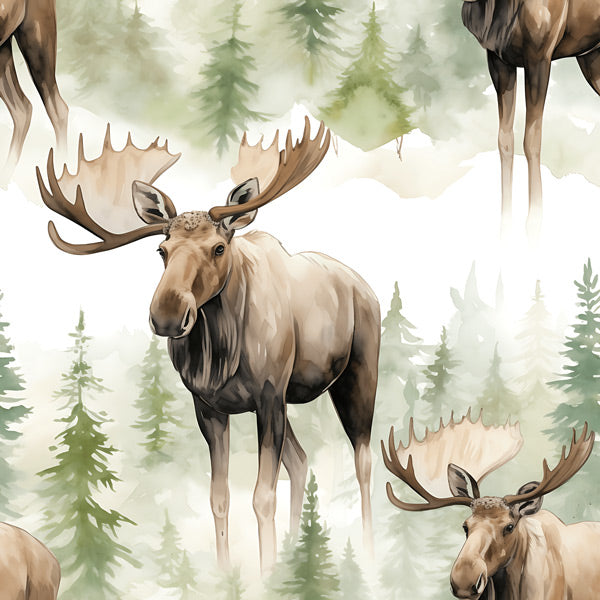 Watercolor Moose Peel and Stick Wallpaper