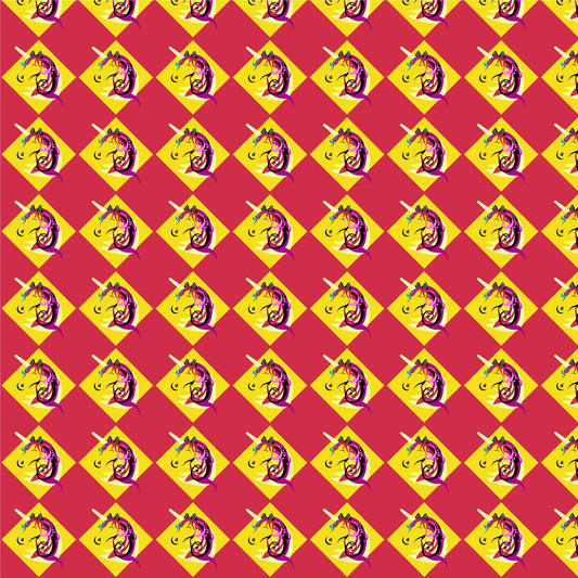 Unicorn Diamond Pattern Yellow & Red Peel and Stick Wallpaper