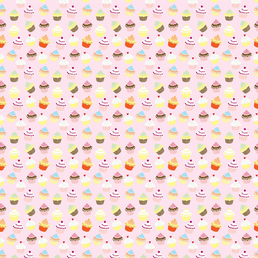 Yummy Cupcakes on Pink Peel and Stick Wallpaper