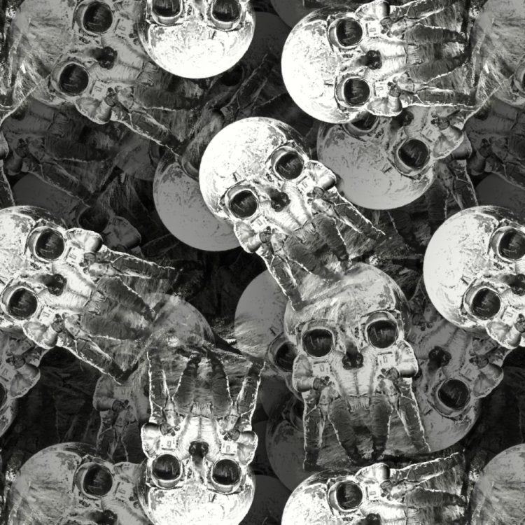 Black and white Astronaut Into Skulls Peel and Stick Wallpaper