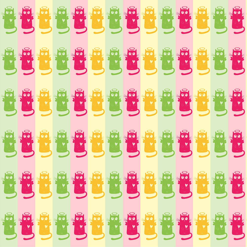 3 Color Cat Angelic Peel and Stick Wallpaper