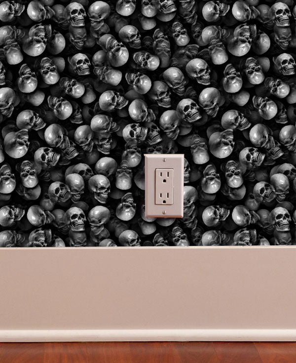 3D Skulls Black and White Peel and Stick Wallpaper Living room