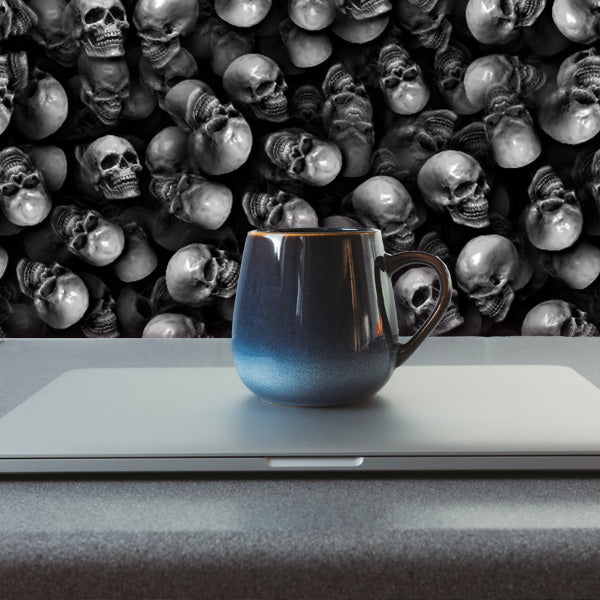 3D Skulls Black and White Peel and Stick Wallpaper office