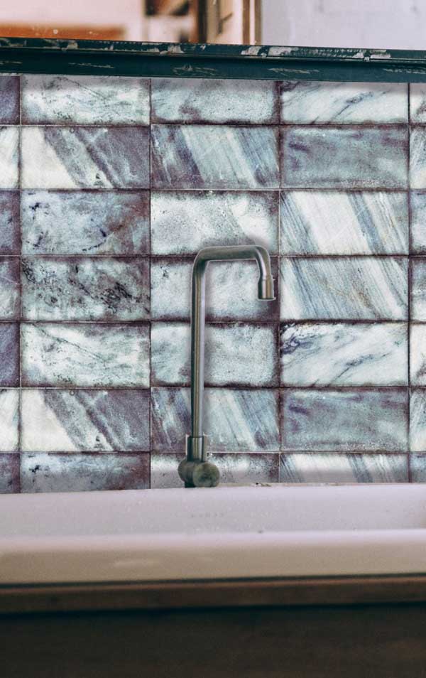 Aged Marble Tiles Peel and Stick Wallpaper bathroom