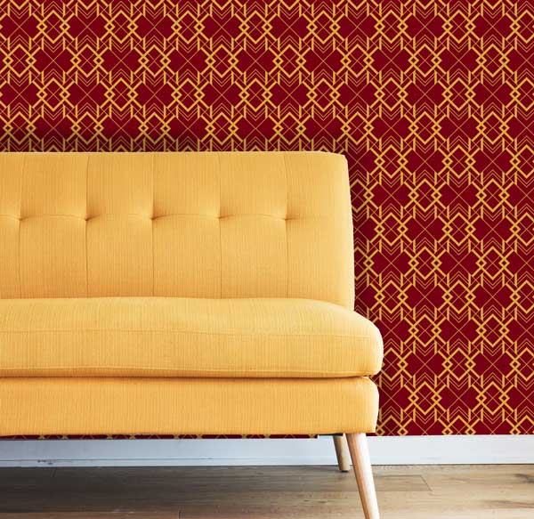 Arrow Art Deco Peel and Stick Wallpaper living room