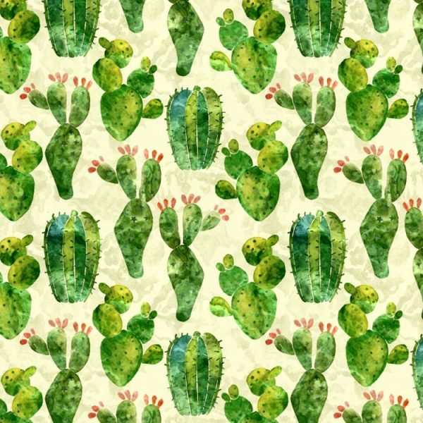 Cactus Watercolor Peel and Stick Wallpaper