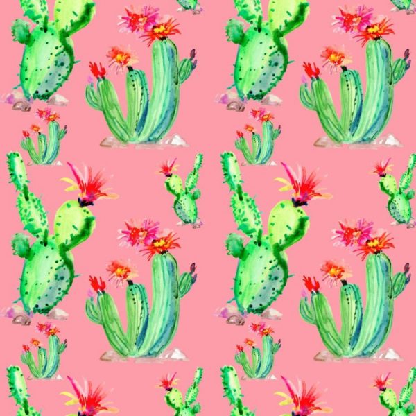 Cactus Watercolor Pink Peel and Stick Wallpaper