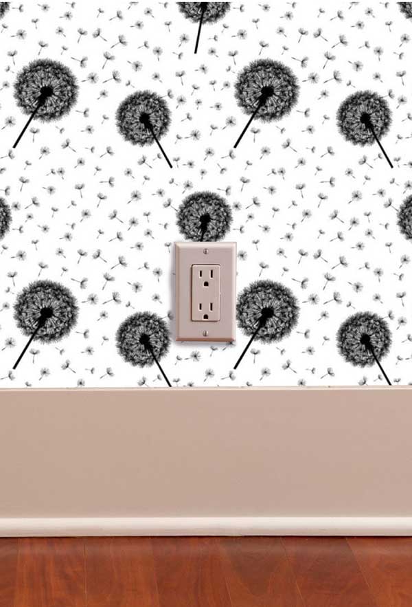 Dandelion Puffs Floral Peel and Stick Wallpaper Black and White office