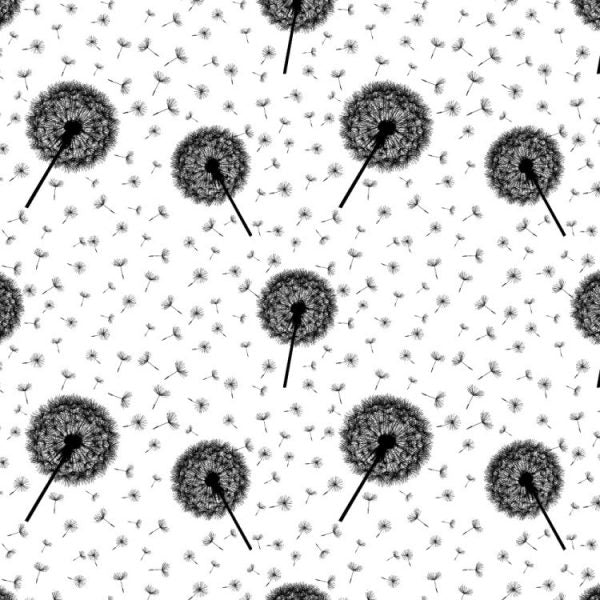 Dandelion Puffs Floral Peel and Stick Wallpaper Black and White