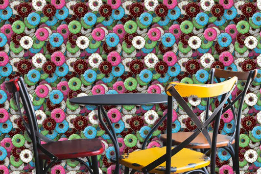 Doughnuts-with-sprinkles-peel-and-stick-wallpaper-cafe