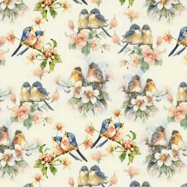 Floral Peel and Stick Wallpaper Birds