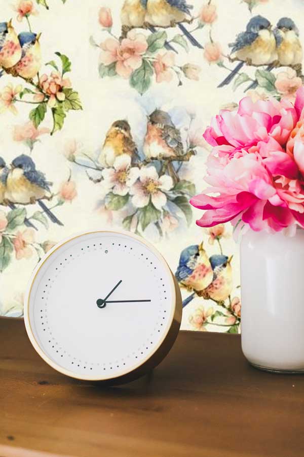 Floral Peel and Stick Wallpaper Birds living room