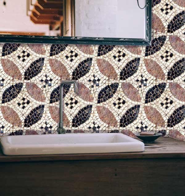 Greek Mosaic Tile Peel and Stick Wallpaper bathroom