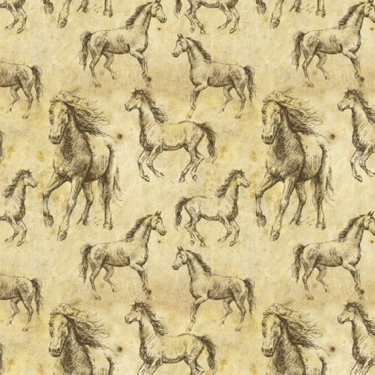 Sketched Horses Peel and Stick Wallpaper