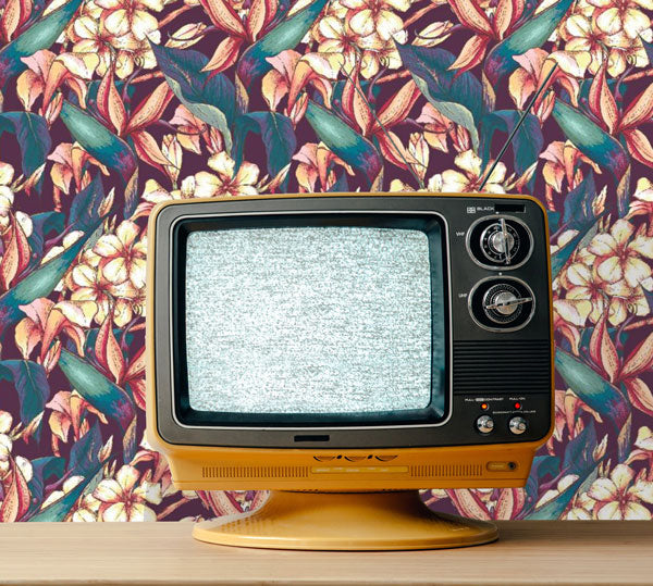 Hawaiian-floral-peel-and-stick-wallpaper-TV