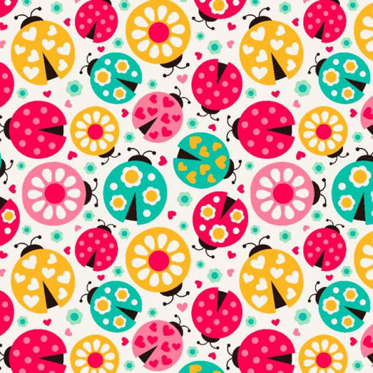 Lady Bugs and Flowers Peel and Stick Wallpaper