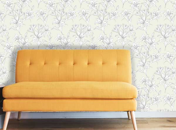 Lilly Floral Peel and Stick Wallpaper Living room