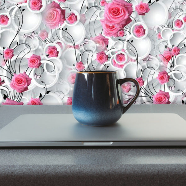 Pink-Roses-_-Circles-Peel-and-Stick-Wallpaper-coffee