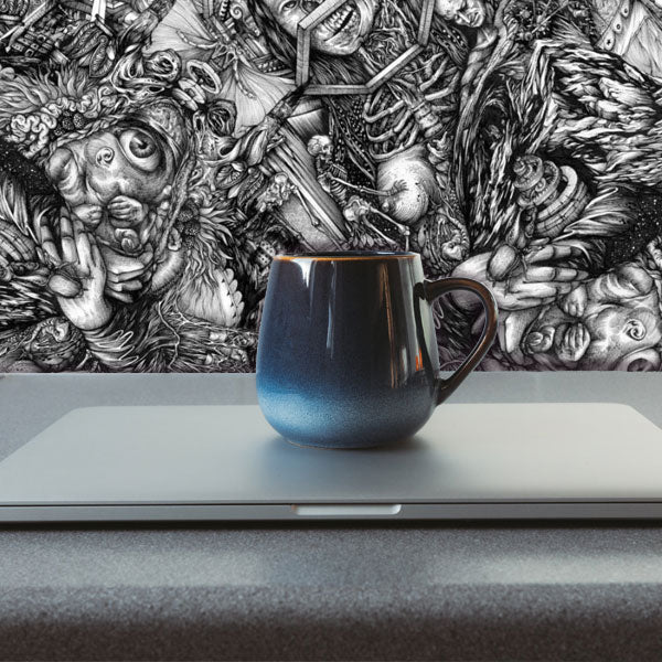 Sci-Fi Monsters, Skeletons & Angels  Black and White Peel and Stick Wallpaper office