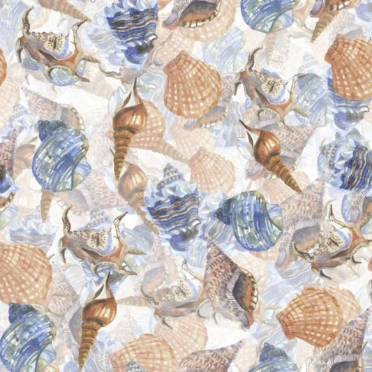 Seashells on White Peel and Stick Wallpaper