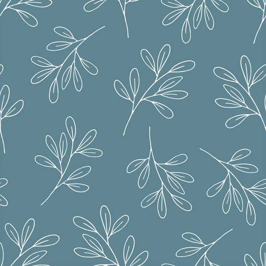 Simple Leaves Blue Peel and Stick Wallpaper