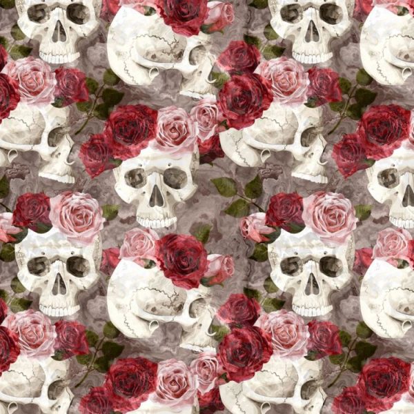 skulls and roses peel and stick wallpaper