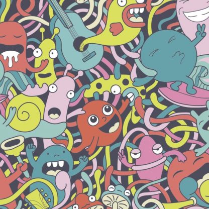 Squiggly Monsters Peel and Stick Wallpaper